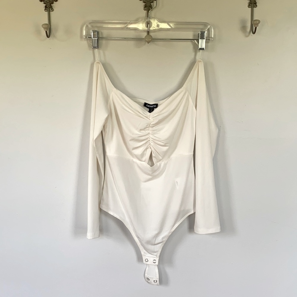 Express Off-The-Shoulder White Cut-Out Bodysuit